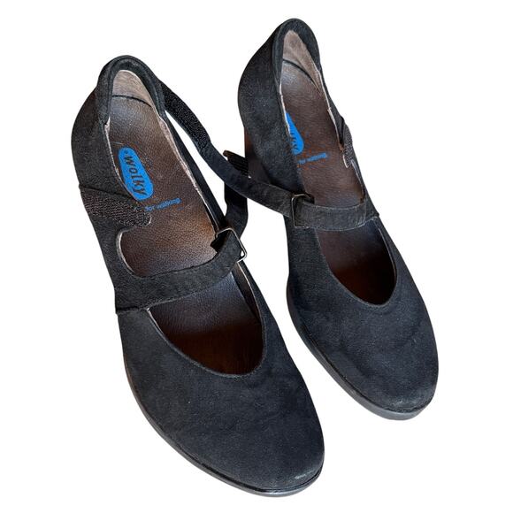 Wolky Black Suede Mid Heel Mary Jane Comfort Shoes size 39 US 8 - Picture 8 of 15